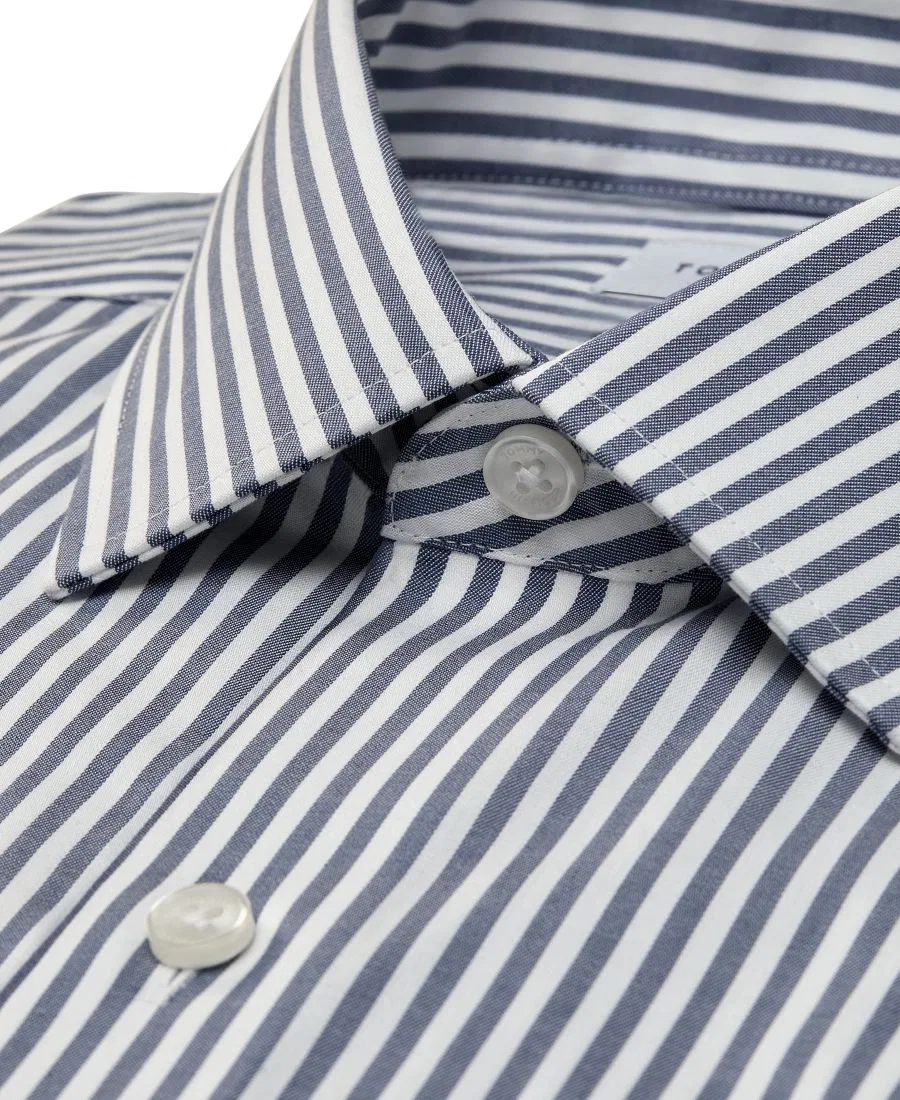 Рубашка-сорочка с воротником-стойкой, slim fit, из хлопкового твила с эластаном, без складок Tommy Hilfiger, Blue Stripe — фото 2