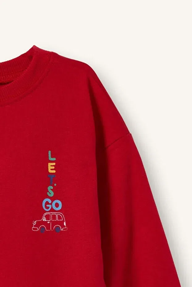 Детская футболка с принтом Oversize crew neck printed long sleeve red t-shirt baby boy i0137a526au Defacto, Red-Rd79 — фото 2