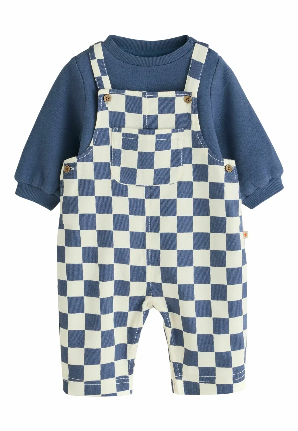 Детский комбинезон из саржи и боди - боди Next, Navy Blue Checkerboard — фото 4