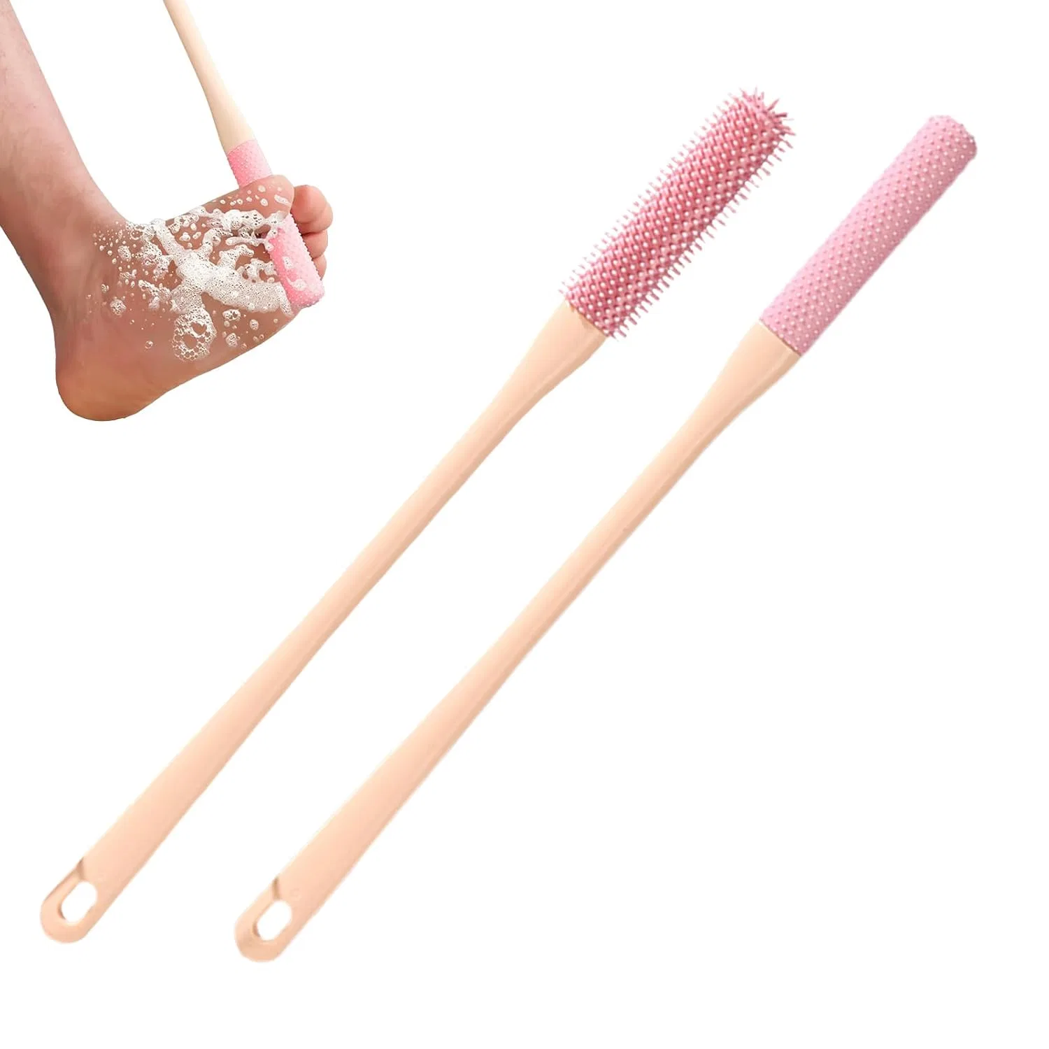 Щетка для ног, силиконовая, Shouxiut, 2 предмета, 40 см, Rose