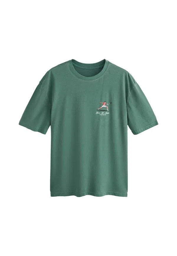 Футболка с принтом Regular Fit Sports Graphic Licence T-shirt Next, Green Dunlop Tennis, зеленый — фото 3