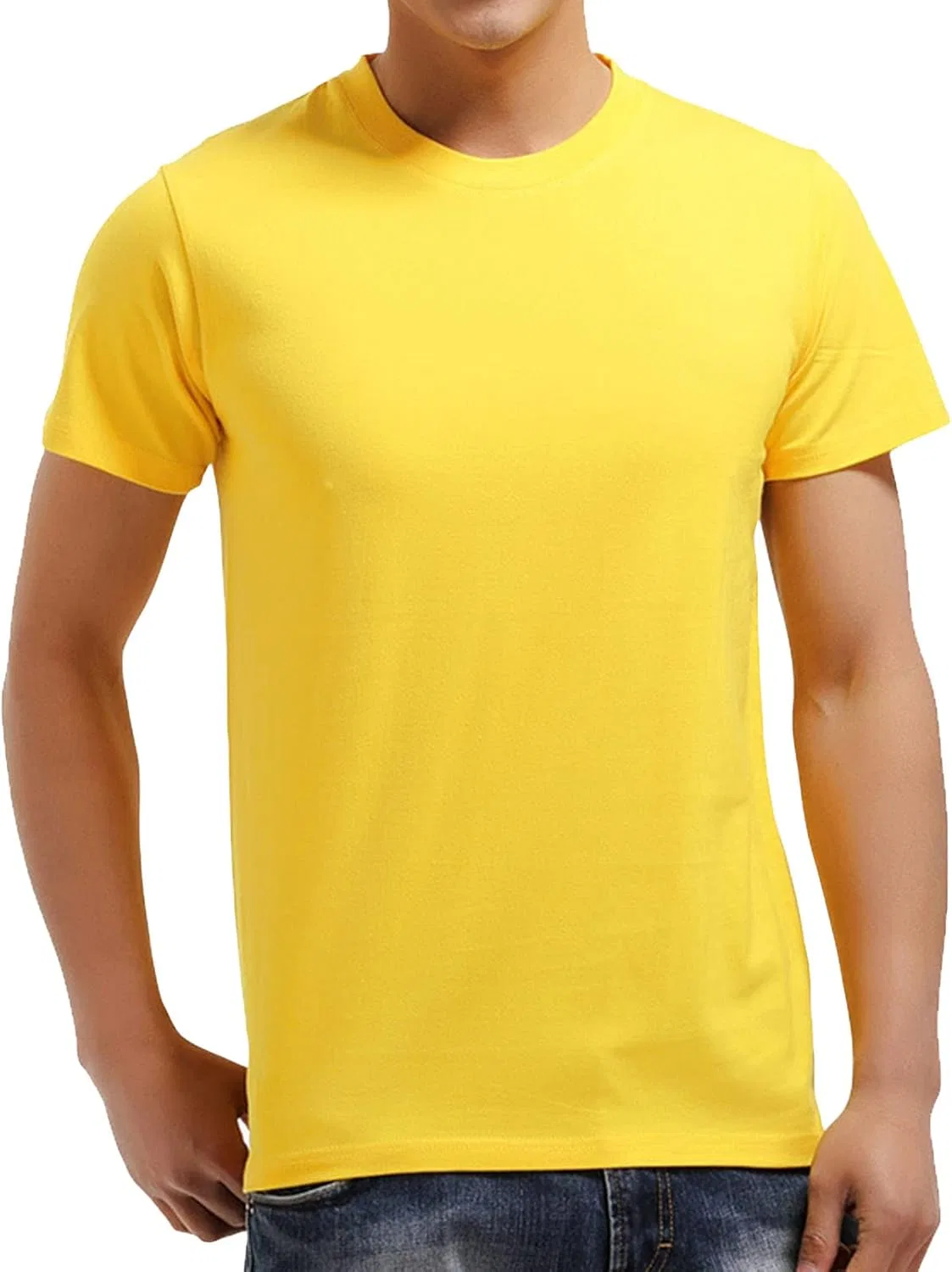 Мужская футболка с круглым вырезом из тяжелого хлопка, Yellow