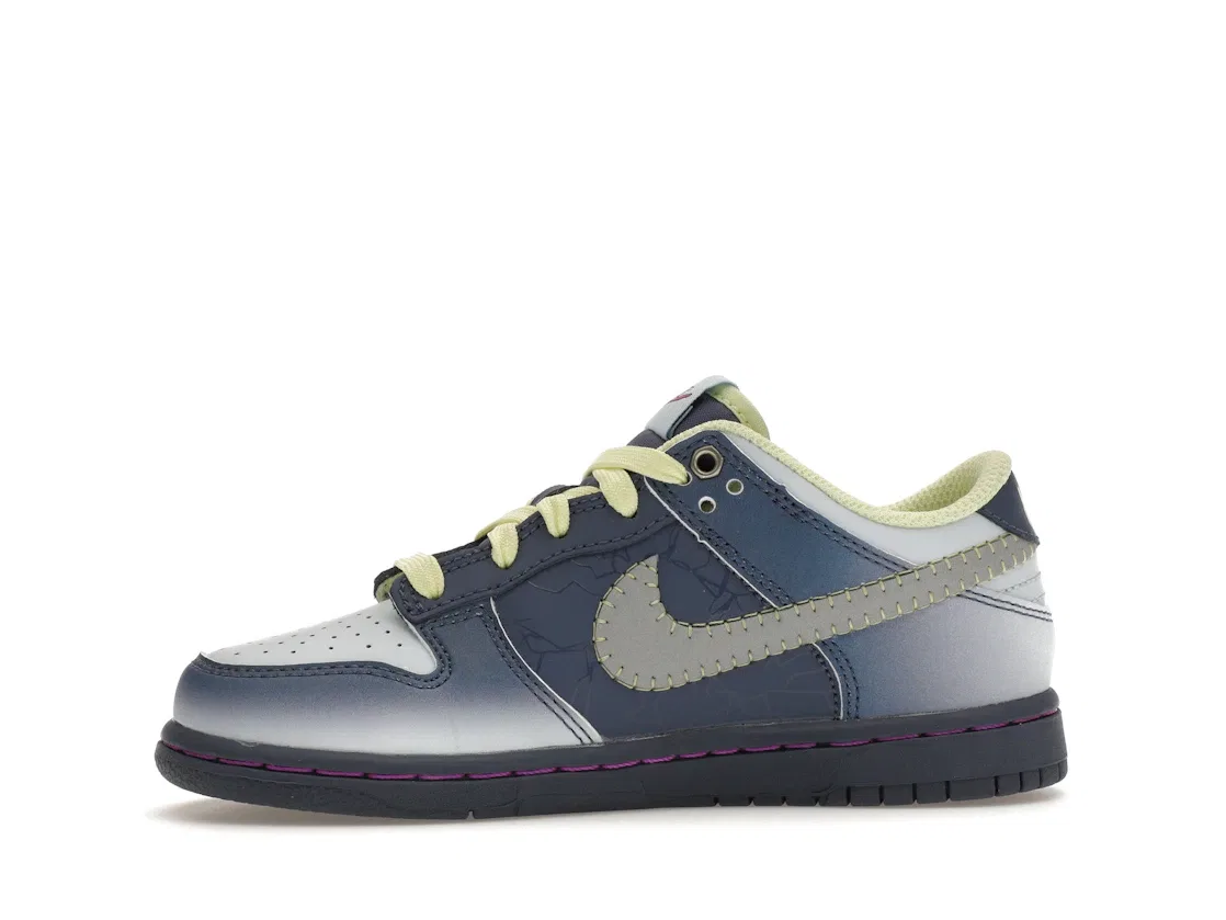 Детские кроссовки Nike Dunk Low Halloween I Am Fearless, Diffused Blue/Blue Tint/Luminous Green/Fuchsia Dream/Reflective Silver — фото 3