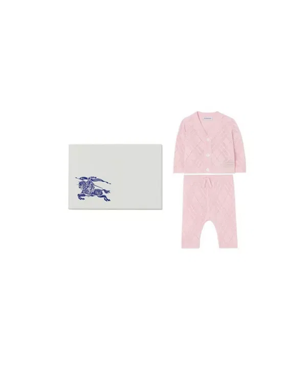Детский комплект из кашемира Unisex check cashmere two-piece set Burberry, Archive Pink