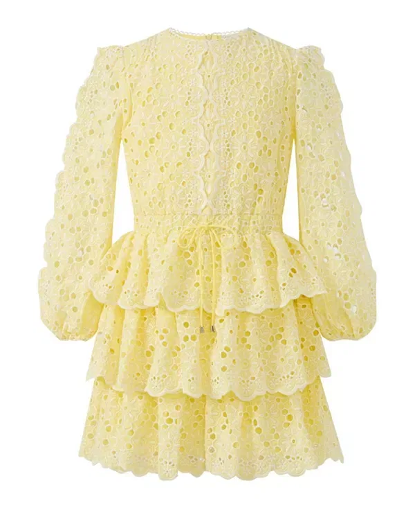 Детское платье для девочек с длинным рукавом Skyla Sleeve Embroidered Mini Dress Marlo Kids, Lemon