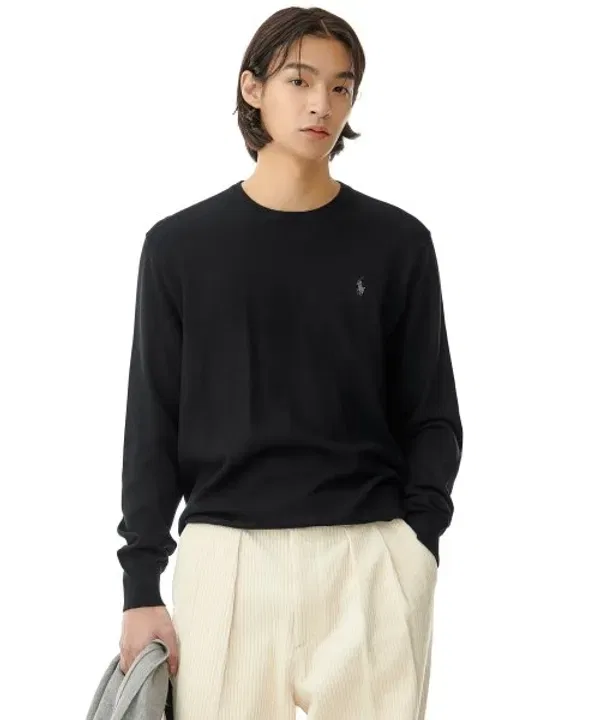Свитер с длинным рукавом, хлопковый Polo Ralph Lauren, черный