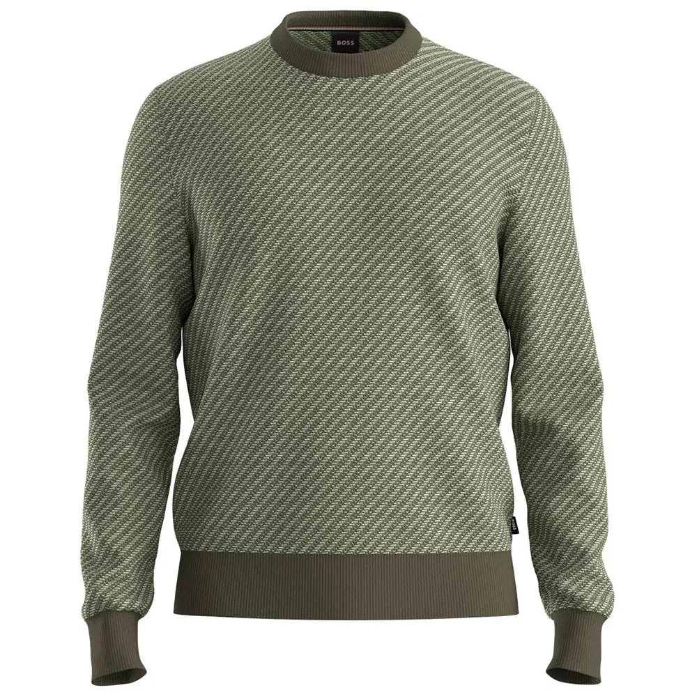 Мужской хлопковый свитер с диагональным узором Lofranco BOSS, Green