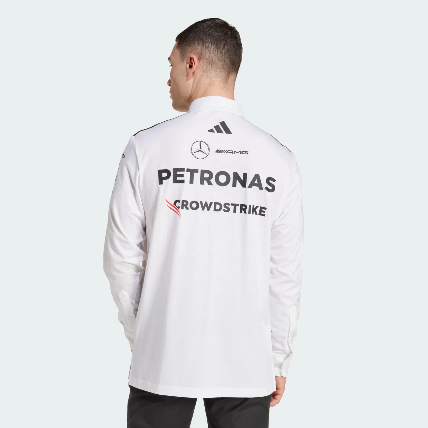Мужское поло с длинным рукавом Mercedes-AMG Petronas Formula One Team Adidas, Weiß Schwarz — фото 4