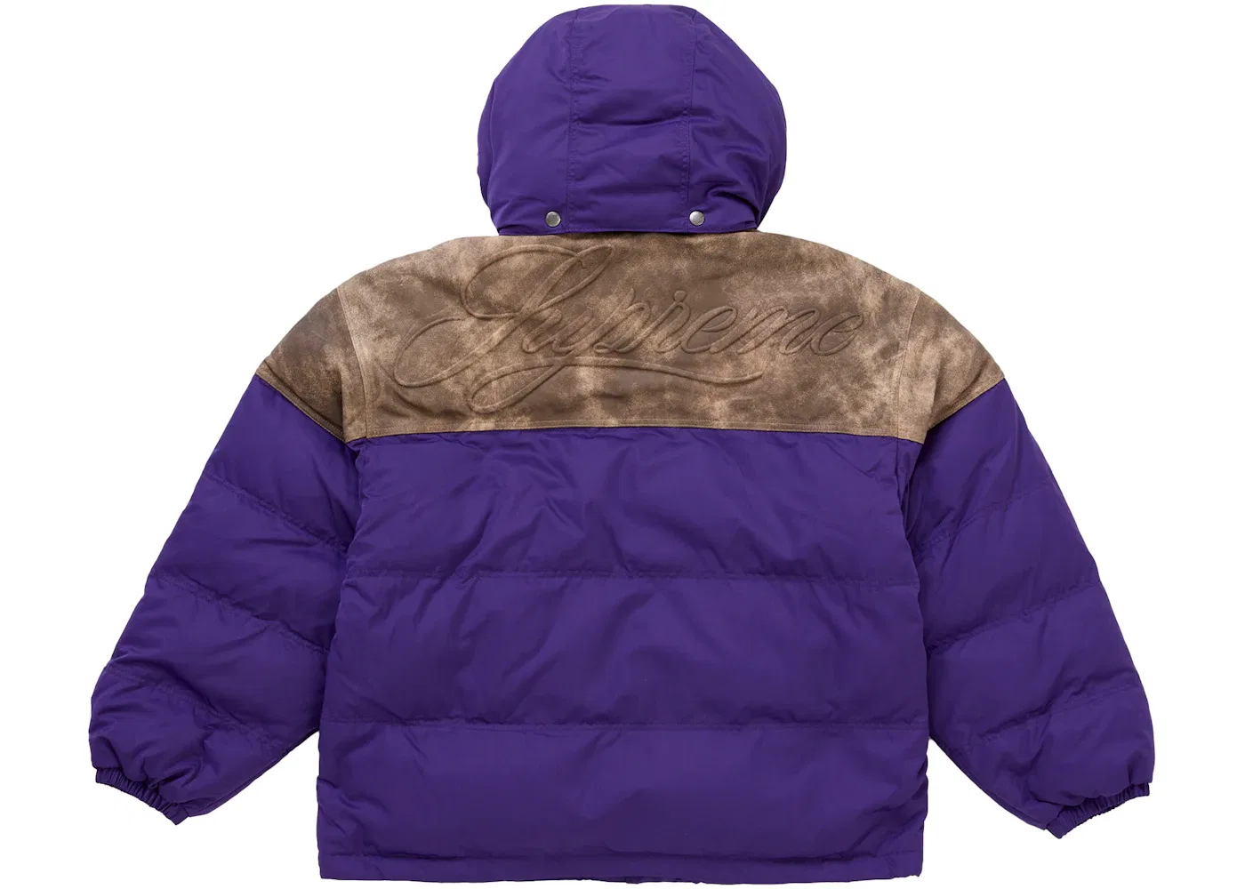 Мужская куртка-пуховик с кожаным ярмом Supreme, Purple — фото 3