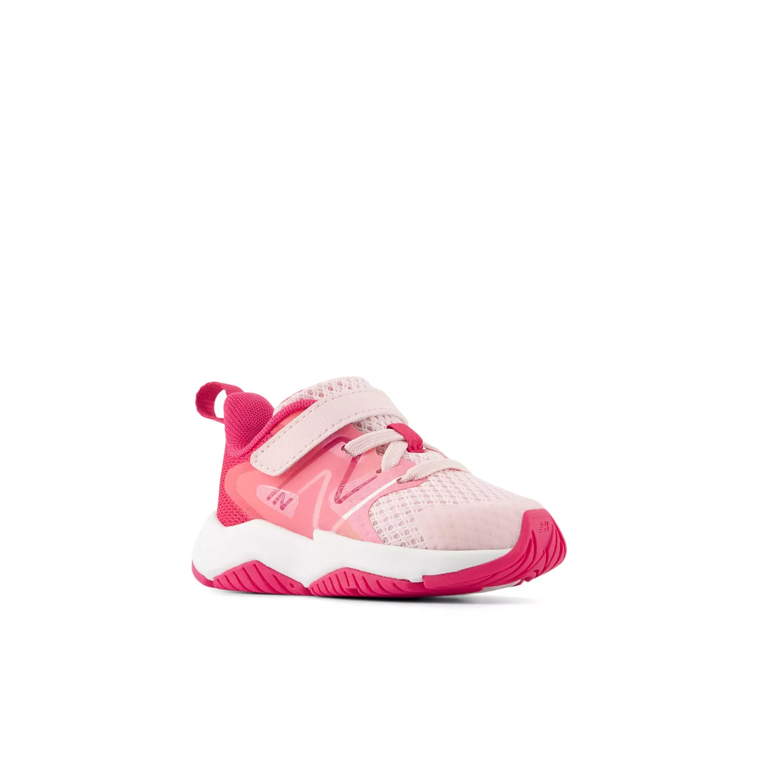 Детские кроссовки с шнурками-бингл и верхней застежкой Rave Run v2 New Balance, Rose Sugar With Carnival Pink And Signal Pink — фото 2