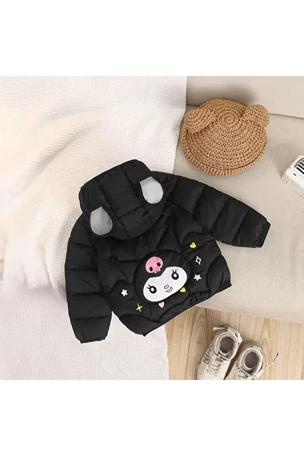 Детское зимнее пальто для девочек с принтом Kuromi Lighted Puffer Jacket Melisam.Msg, Black — фото 2