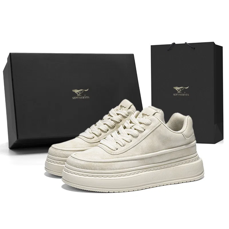 Детские кеды для скейтбординга с закрытым носком, Milk White (Gift Box Set), SEPTWOLVES
