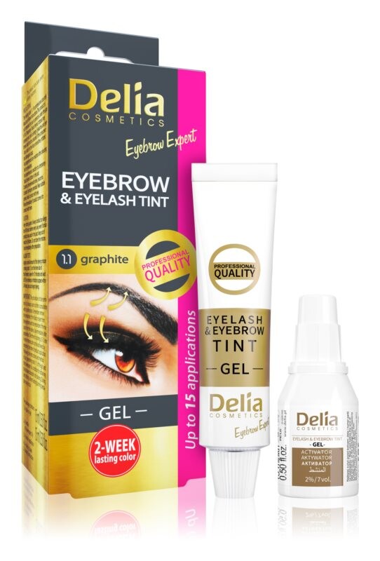 

Краска для бровей и ресниц с активатором Delia Cosmetics Eyebrow Expert, оттенок 1.1. гraphite 2 x 15 мл