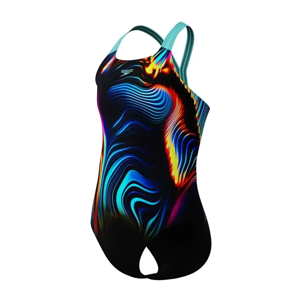 Детский купальник для девочек с принтом Digital Placement Splashback Speedo, Blau Violett — фото 4
