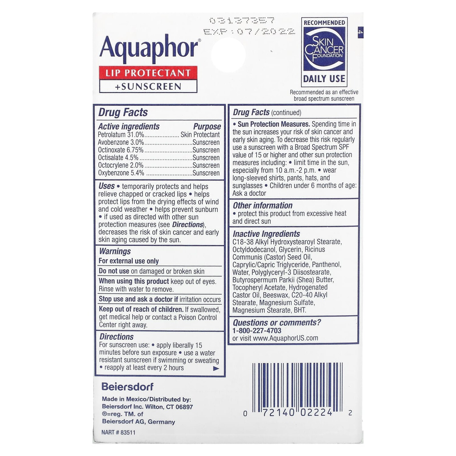 Средство Aquaphor для защиты губ и солнцезащитное средство, 2 тюбика по 10 мл — фото 4