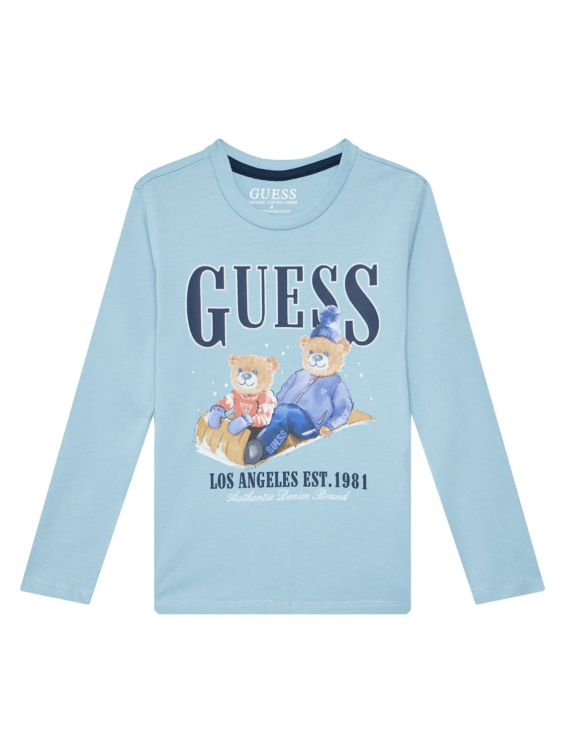 Лонгслив небесно-голубого цвета стандартного кроя для мальчика Guess, голубой