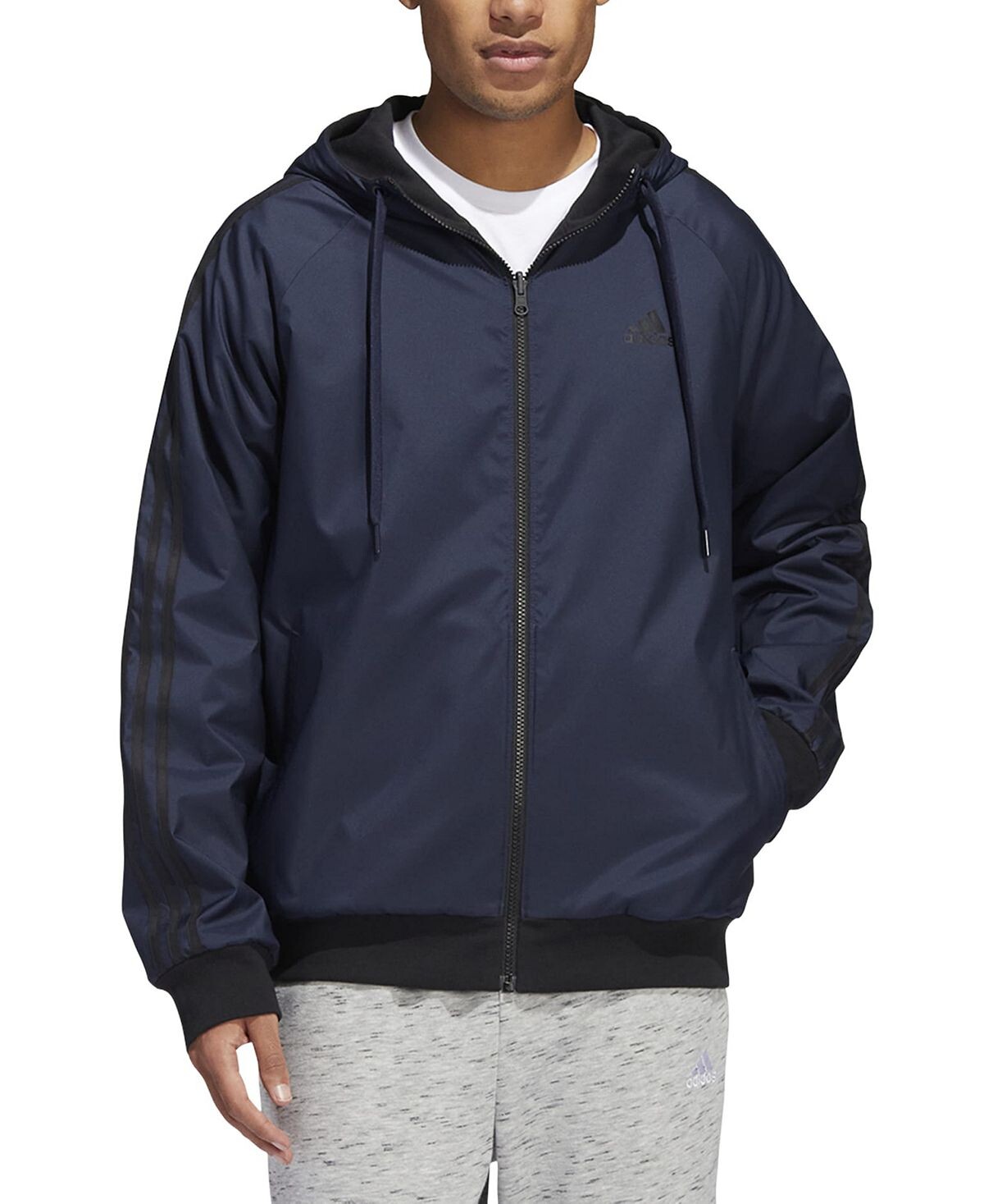

Мужская куртка Adidas Balance Reversible Stripe Logo, темно-синий, Серый, Мужская куртка Adidas Balance Reversible Stripe Logo, темно-синий