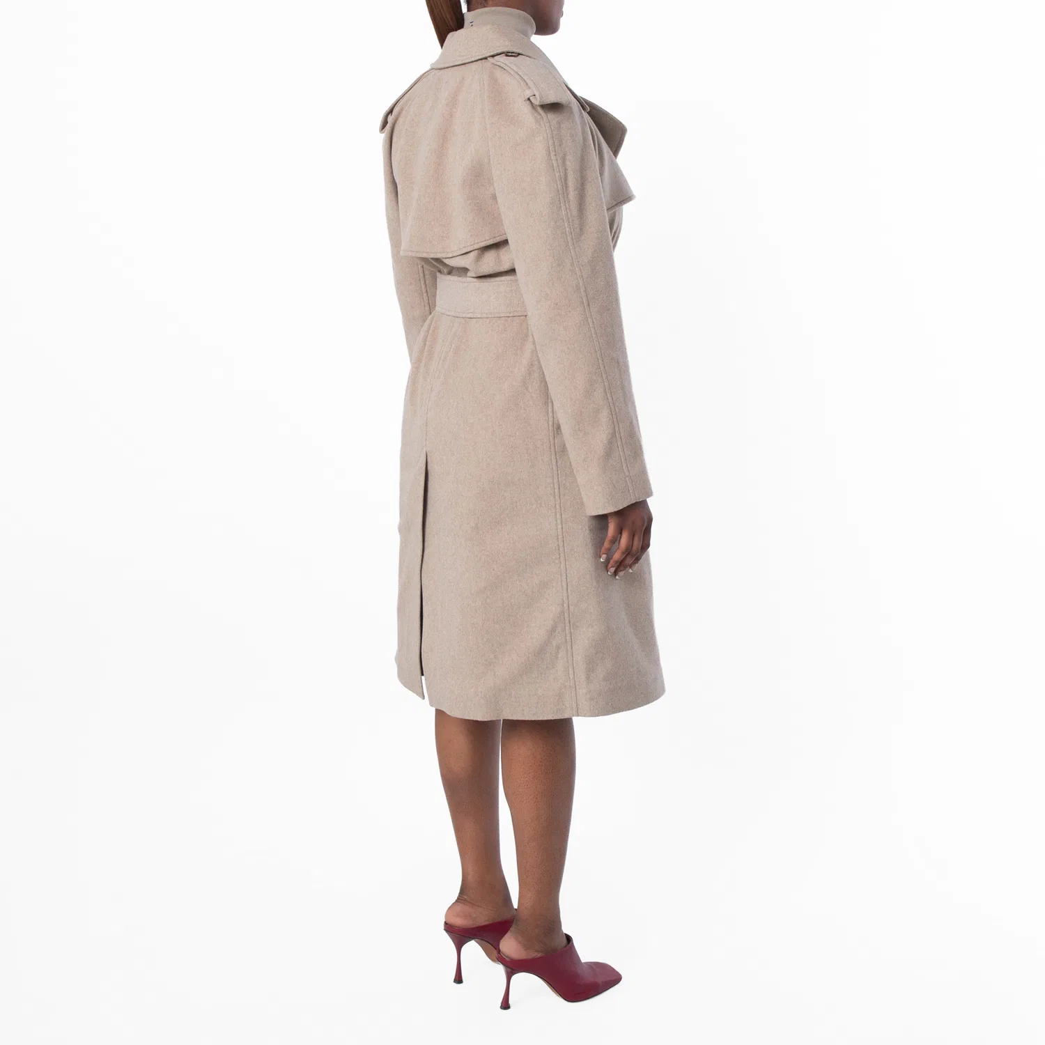 Пальто-тренч из кашемира с поясом Cashmere Wrap Belted Trench Coat Burberry, Flax — фото 4