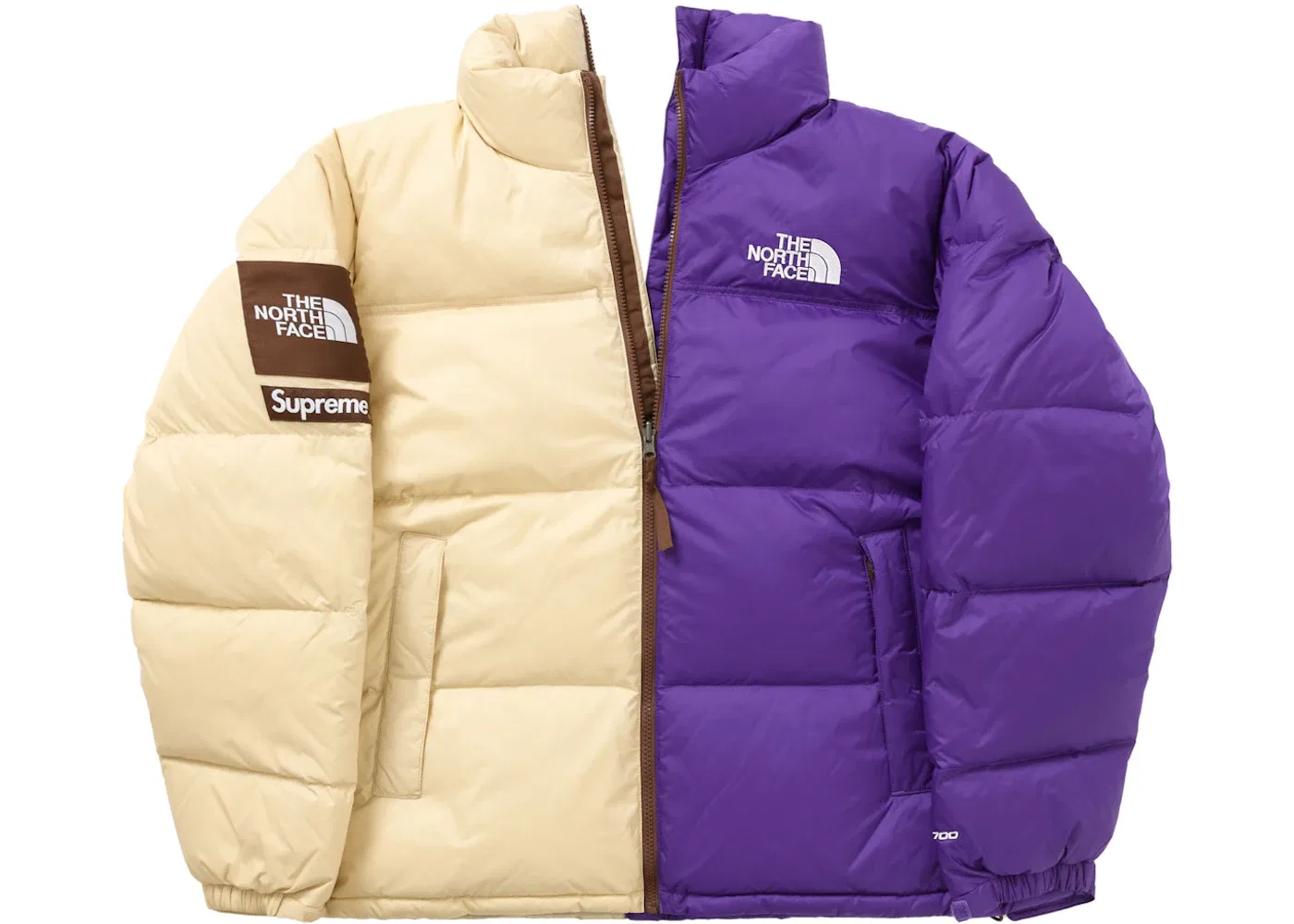 Мужская куртка с принтом Split Nuptse Supreme, Tan — фото 2