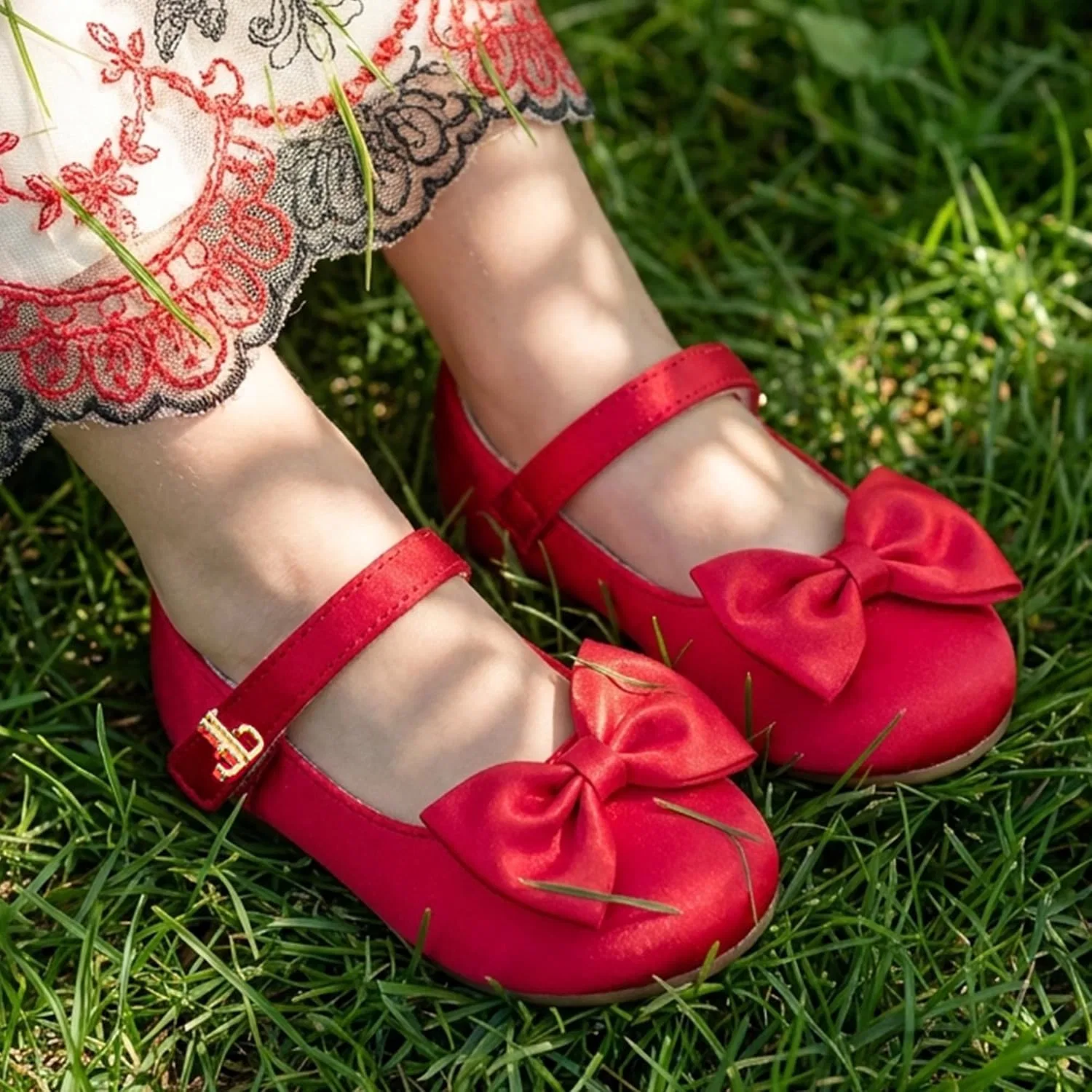 Детские туфли Мэри Джейн для девочек с бантом THEE BRON, Poppy Red — фото 3
