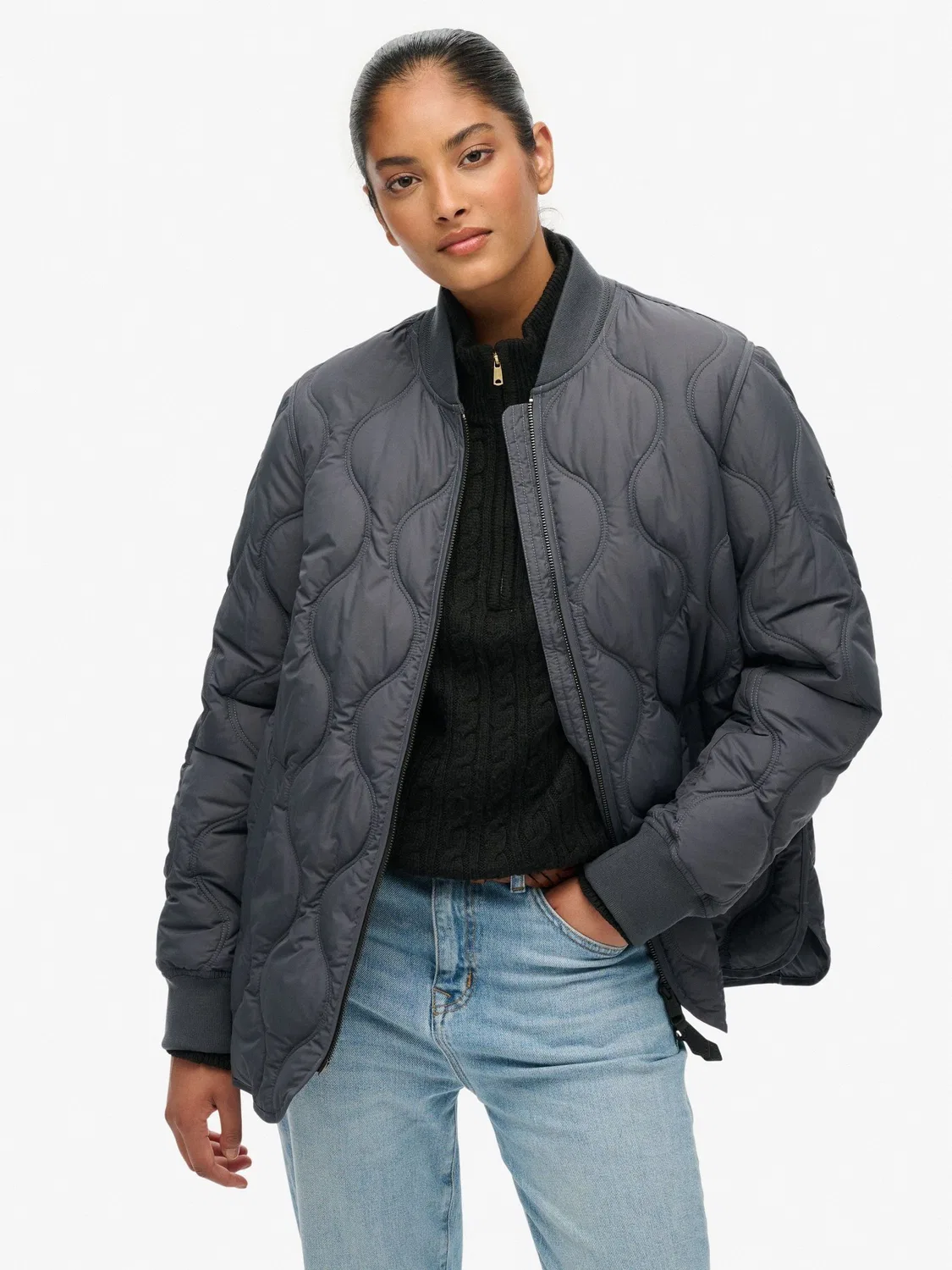 Куртка стеганая укороченная Superdry, серый