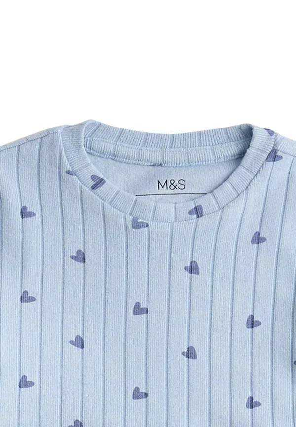 Пижамный комплект с принтом Ribbed heart set Marks & Spencer Mix, синий — фото 3