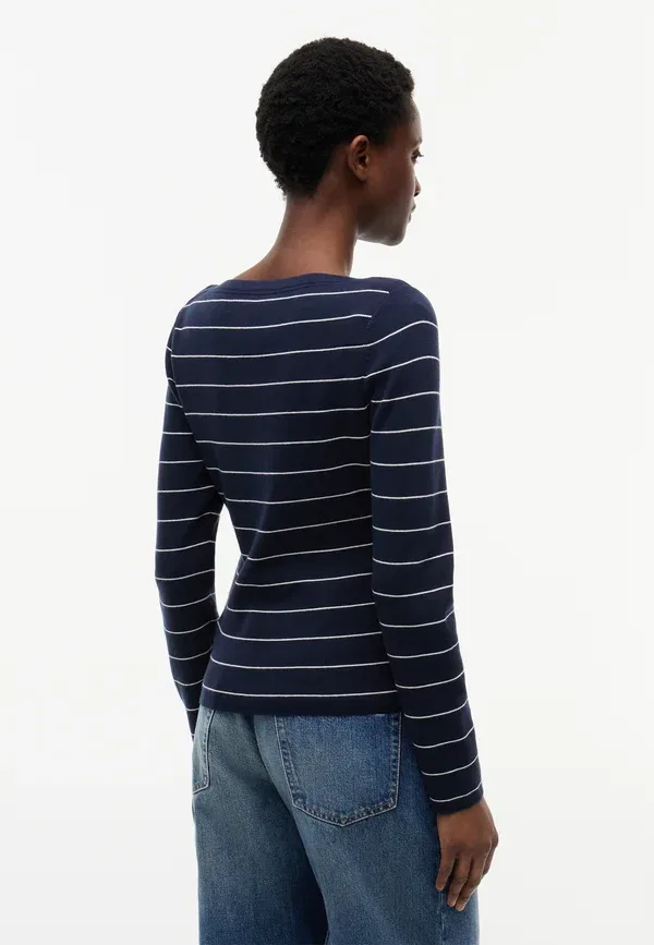 Джемпер с лодочкой, хлопок и нейлон Tommy Hilfiger, темно-синий — фото 3