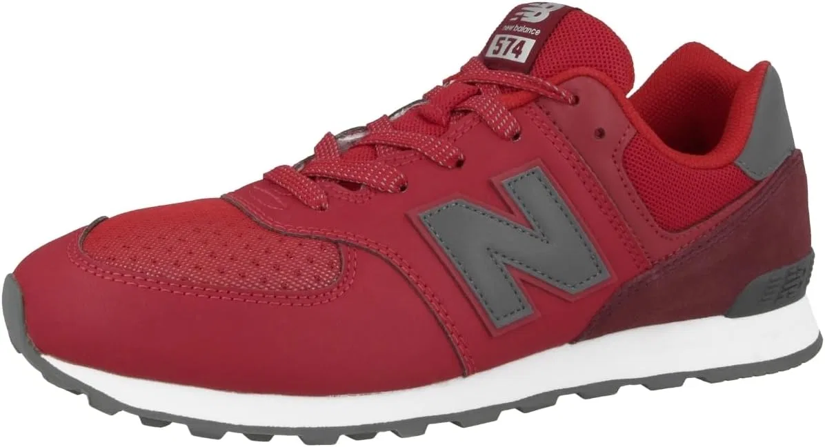 Детские кроссовки для девочек с классической шнуровкой 574 V1 New Balance, Red/Black — фото 4