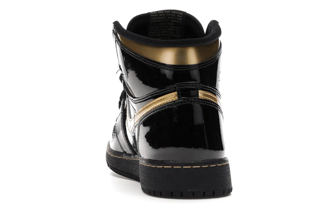 Детские кроссовки с высоким верхом Jordan 1 Retro High, Black/Black-Metallic Gold — фото 4