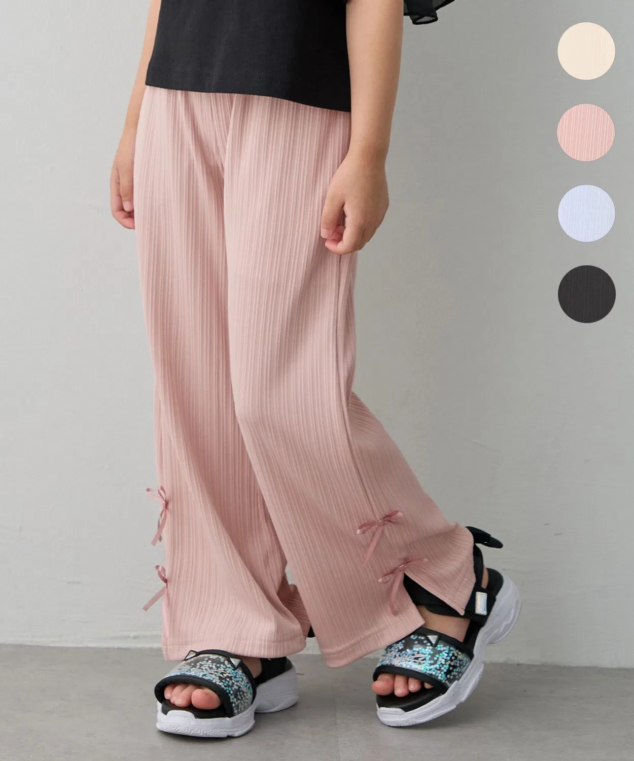 Детские широкие брюки-клеш с рюшами ANY, Розовые