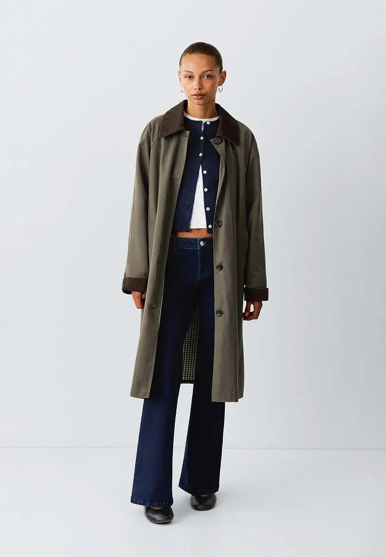 Подростковый - тренчкот Mango Kids, Dark Green — фото 2