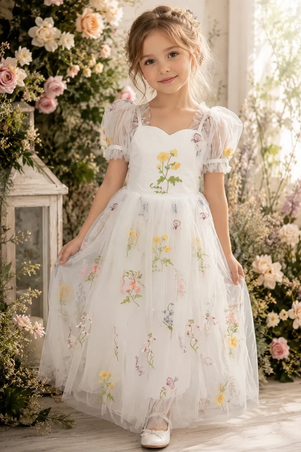 Детское платье для девочек длинное Enchanted Forget Me Not Uk Flower Girl Boutique, White