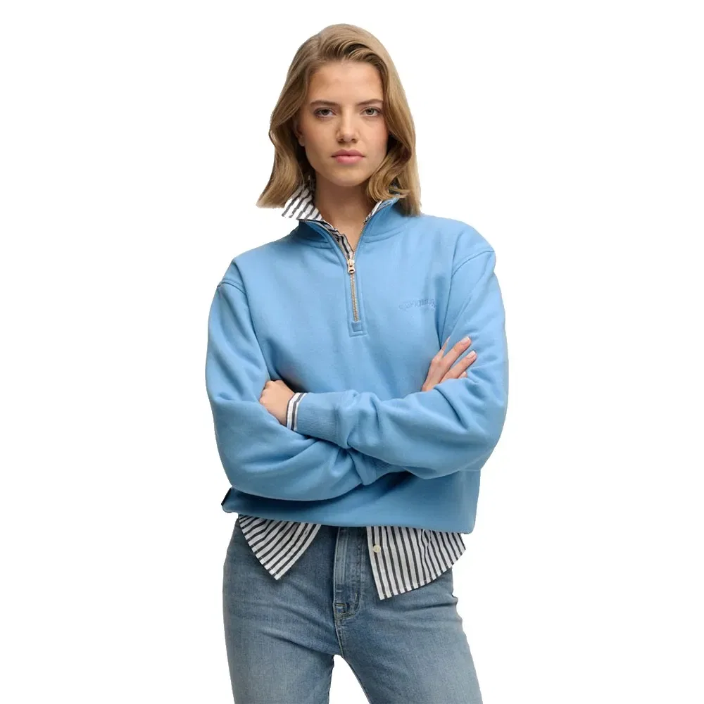 Худи Superdry Essential Logo Embroidered half zip, синий
