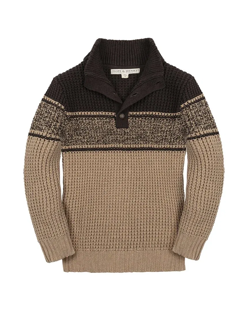 Детский свитер с высоким воротом в рубчик Hope & Henry Organic Mock Neck Waffle, коричневый