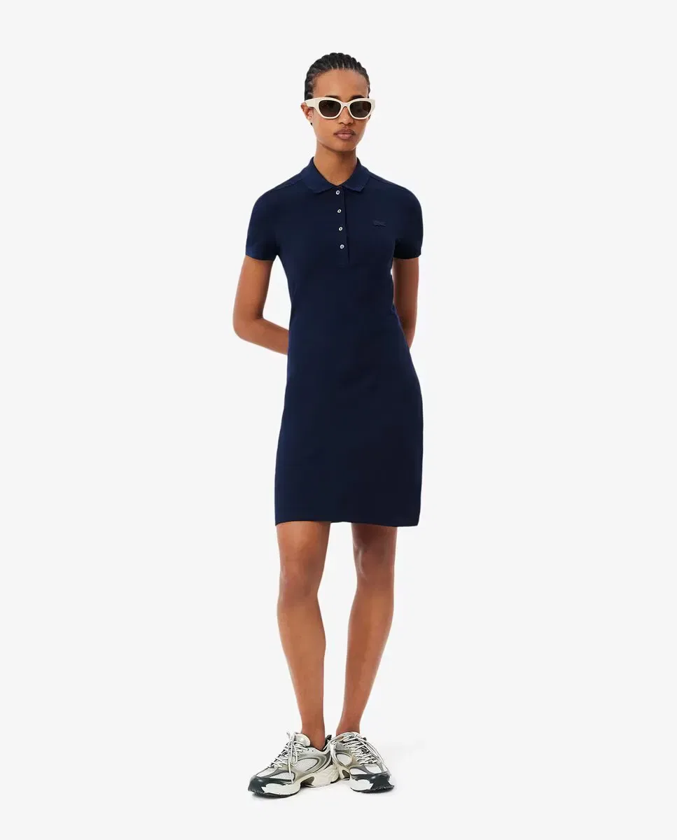 Платье поло Lacoste Azul Marino, приталенный крой, короткий рукав