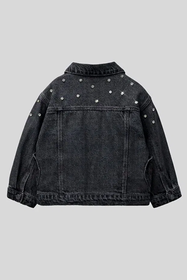 Детская джинсовая куртка с принтом Heart Pocket Ww Waka Waka Kids Store, Smoked — фото 4