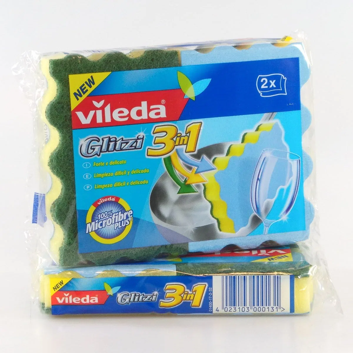 Губка Vileda Glitzi 3-in-1, 10 упаковок по 2 штуки, 0.03 кг