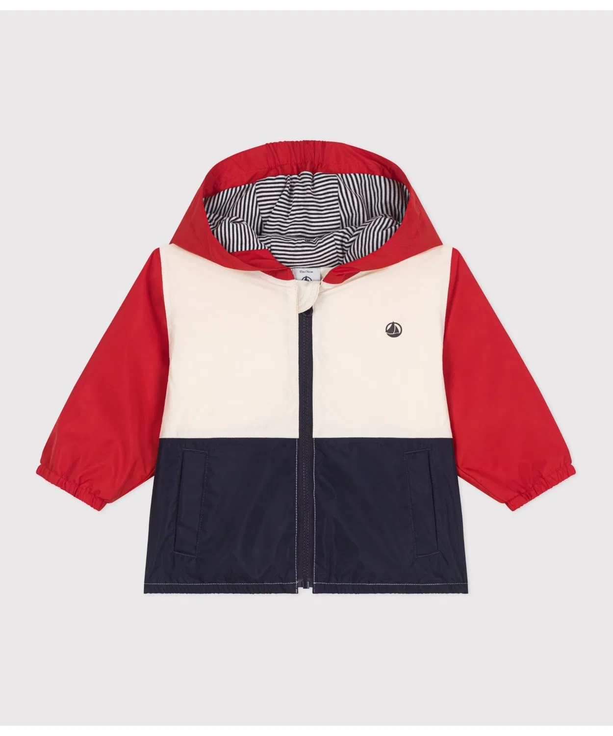 Детская ветровка с капюшоном, без принта, модель Mountain Parka PETIT BATEAU, Red