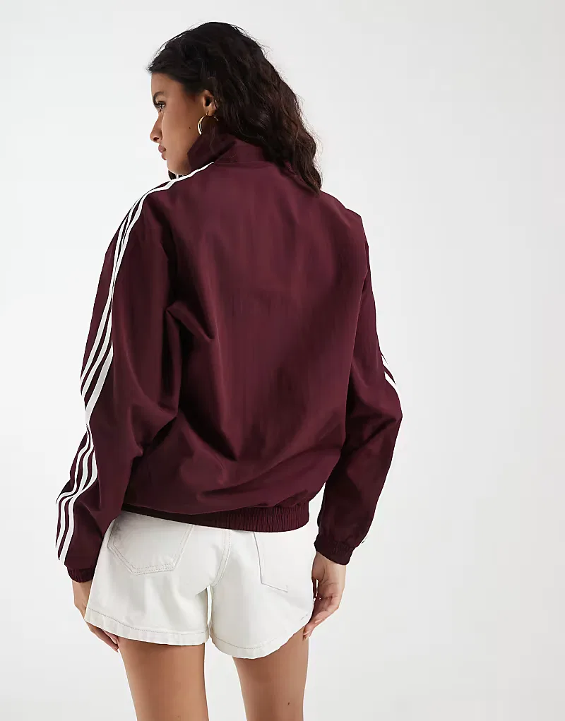 Спортивная куртка Adidas Originals Firebird свободного кроя с цветочным вышитым узором, бордовый — фото 3