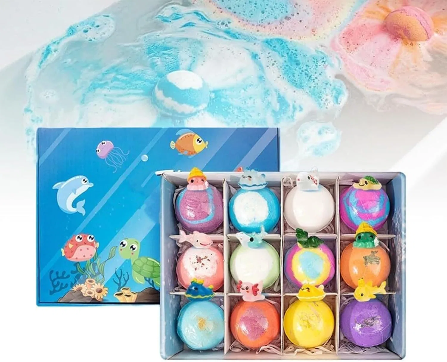 Generic Набор бомбочек для ванны 12 шт с игрушками, Blue
