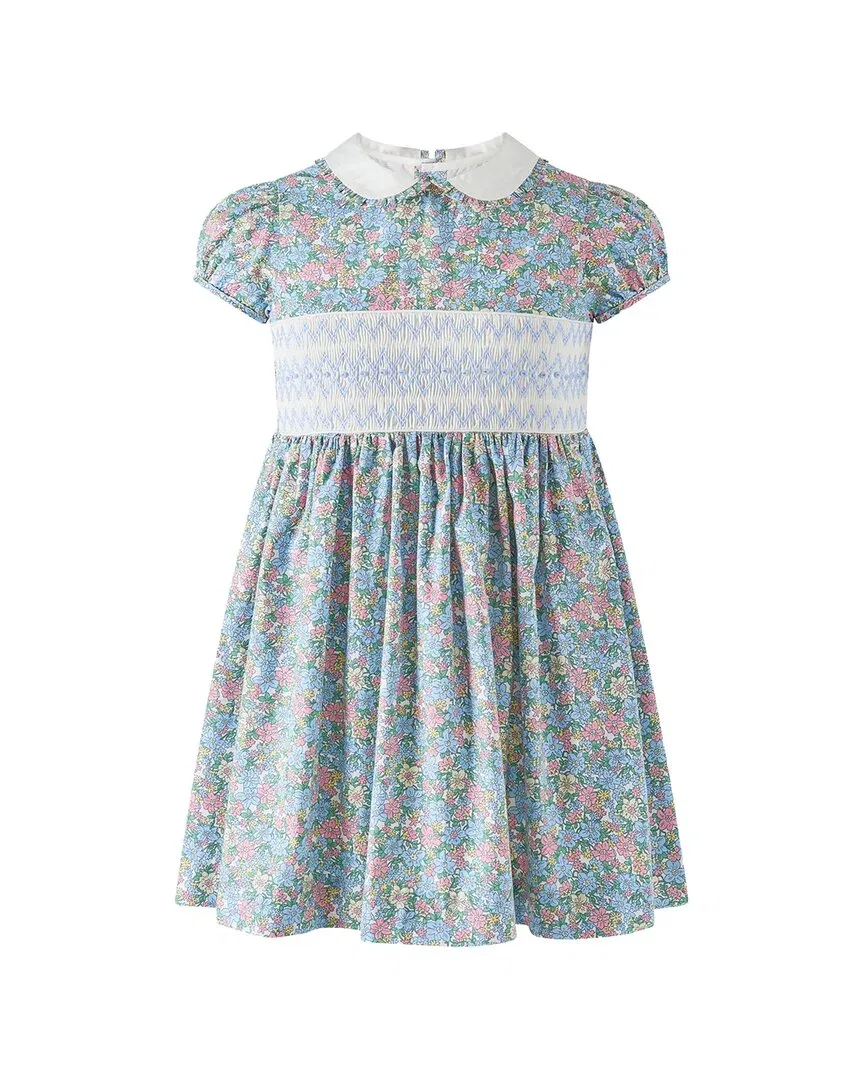 Детское платье для девочек с принтом Rachel Riley, Floral Geometric Smocked Multi