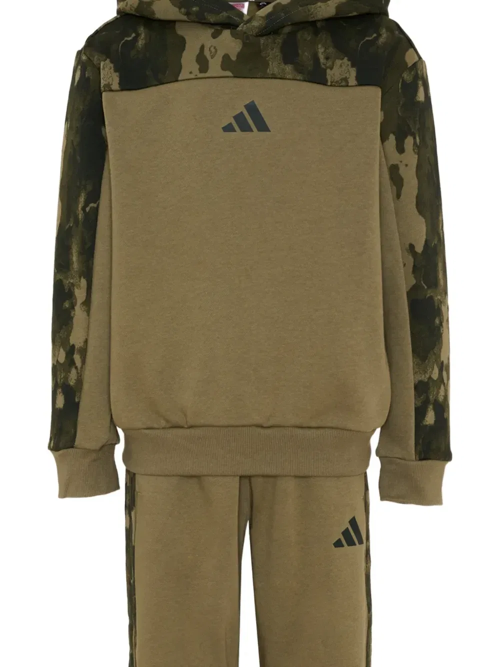 Спортивный костюм с камуфляжным принтом и логотипом adidas Kids, зеленый — фото 4