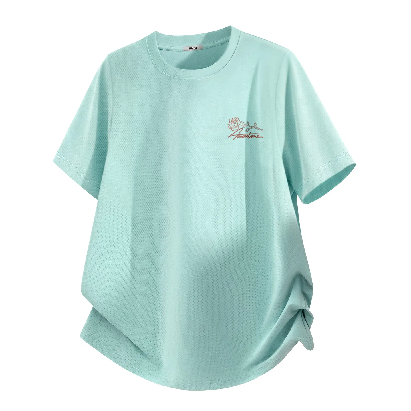Футболка детская с коротким рукавом MINISO, Ice Silk Quick Dry Aqua Green (English Rose Chest Logo)
