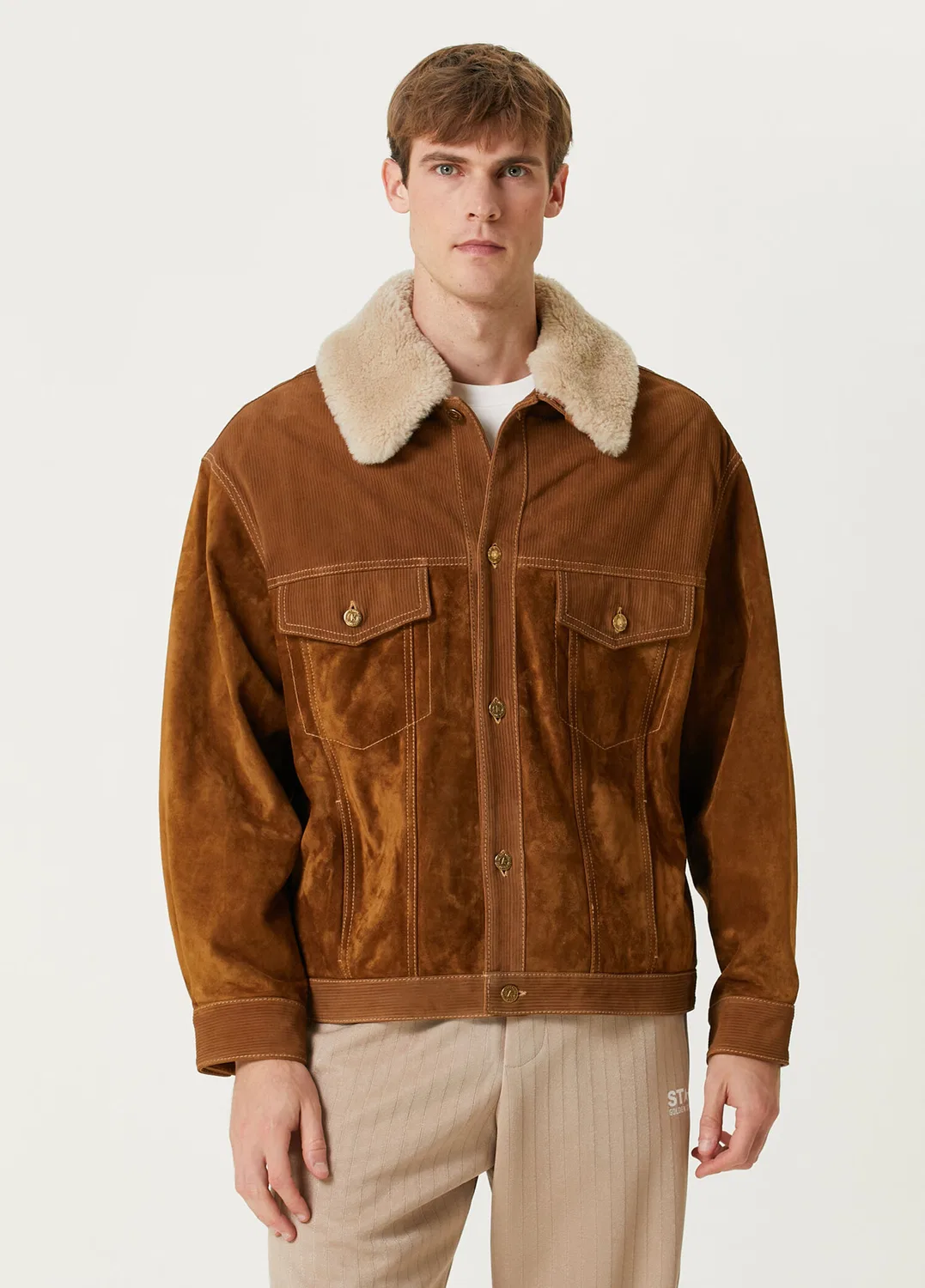 Куртка кожаная Shearling Golden Goose, brown
