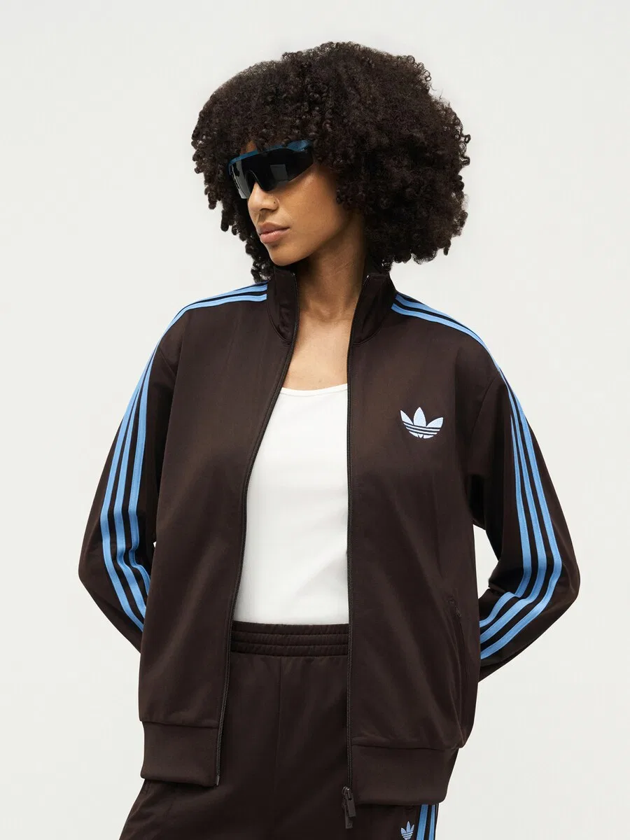 Худи на молнии ADIDAS ORIGINALS темно-коричневого цвета — фото 4