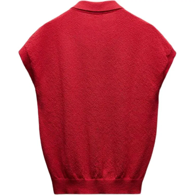 Женский топ без рукавов с V-образным вырезом, темно-красный, ZARA, Dark Red — фото 3