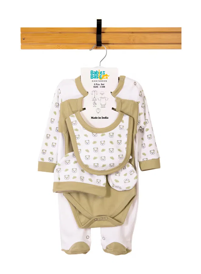 Комплект из 5 предметов для малышей с пандой Sleepy Panda Babies Basic, фисташковый