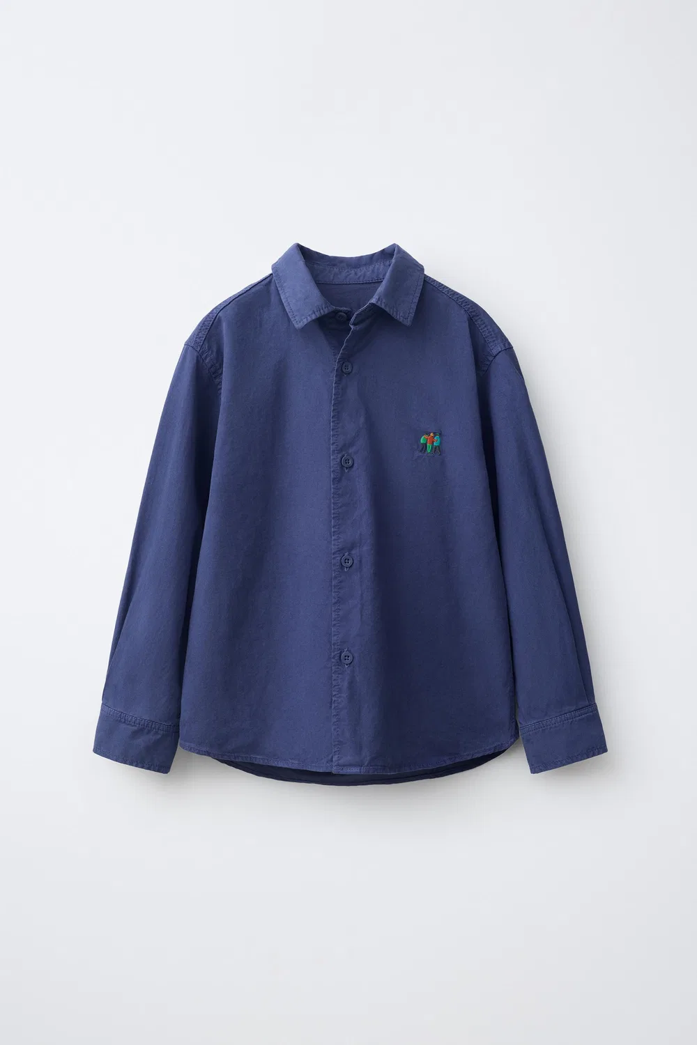 Рубашка с вышитыми деталями ZARA, Bluish