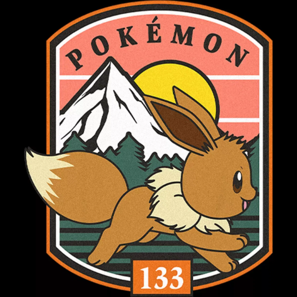 Детский укороченный топ с принтом Eevee 133 Pokemon, Черный — фото 2