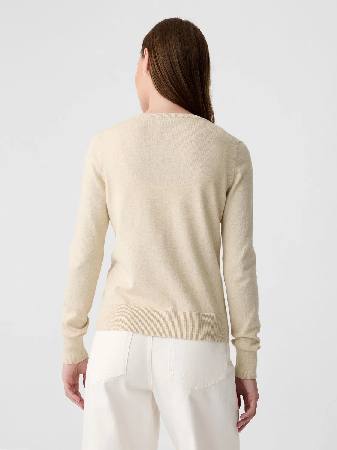 Кардиган хлопковый Crew Neck Gap, кремовый — фото 2